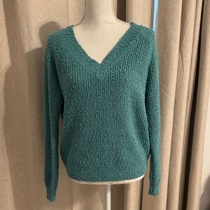 Pink Clover Turquoise V-Neck Sweater